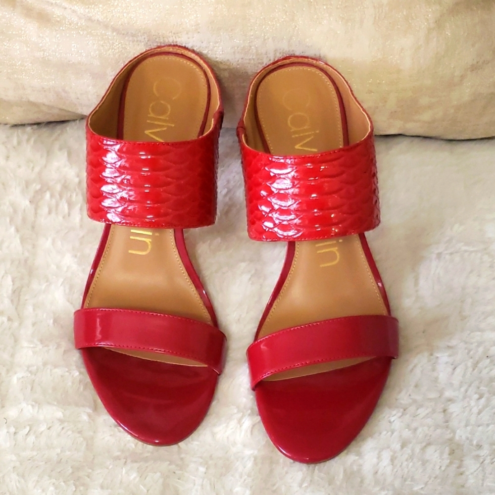 Calvin Klein Patten Leather Cherry Red Heels